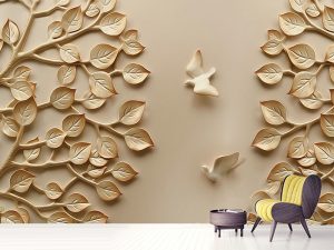 3D foto tapeta – Cvetovi od papira – varijanta 4
