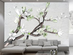 3D foto tapeta – Cvetovi od papira – varijanta 7