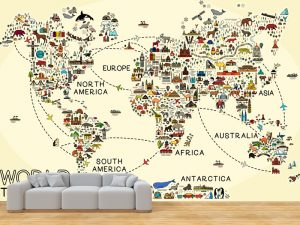 Foto tapeta – Vintage mapa sveta – varijanta 20