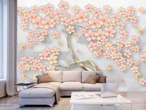 3D foto tapeta – Cvetovi od papira – varijanta 10