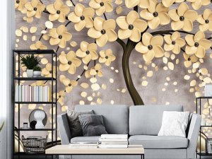 3D foto tapeta – Zlatno drvo – varijanta 5
