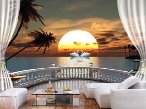 3D foto tapeta – Pejzaž u zalasku sunca – varijanta 2