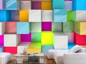 3D foto tapeta – Geometrijski 3D paneli – varijanta 108