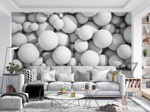 3D foto tapeta – Bele sfere