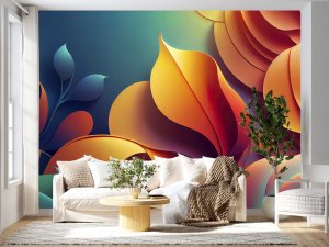 3D foto tapeta – Cvetovi od papira – varijanta 13