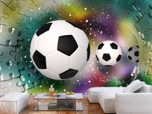 3D foto tapeta – Fudbalske lopte – varijanta 5