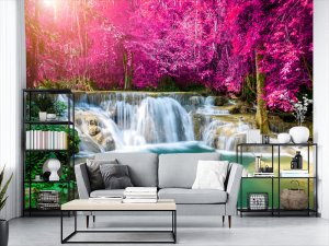 Foto tapeta – Ružičasti Vodopad Čarobne Šume