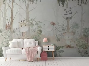 Dečija foto tapeta – Pastelna šuma prijatelja