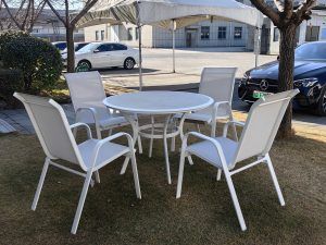 set muebles jardín aluminio blanco