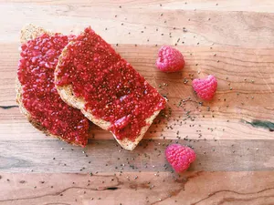 raspberry jam on toast