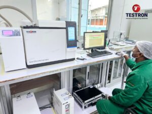 The Technician testing with Testron’s Gas Chromatography at RAGEC Congo