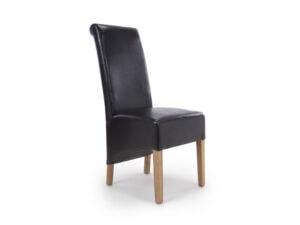 Pair of Shankar Krista Roll Back Bonded Leather Black Dining Chairs