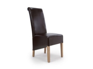 Pair of Shankar Krista Roll Back Bonded Leather Brown Dining Chairs