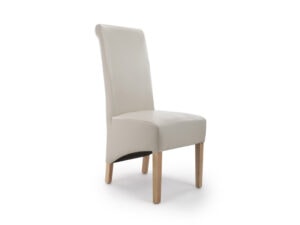 Pair of Shankar Krista Roll Back Bonded Leather Ivory Dining Chairs