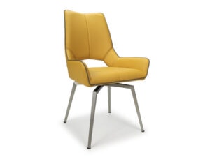 Pair of Shankar Mako Swivel Leather Effect Yellow Dining chair's