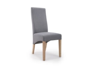 Pair of Shankar Baxter Wave Back Linen Effect Steel Grey Dining Chairs