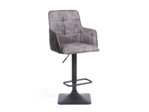 Pair of Shankar Orion Suede Effect Light Grey Bar Stools