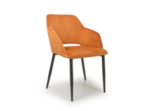 Pair of Shankar Nero Brushed Velvet Burnt Orange Dining Chairs