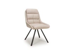 Pair of Shankar Arnhem Swivel Leather Effect Cream Dining Chairs