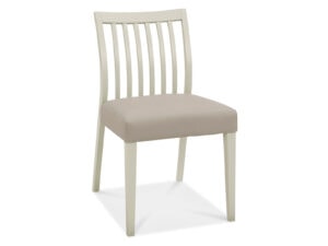 Bentley Designs Bergen Grey Washed Low Slat Back Chair - Grey Bonded Leather (Pair)