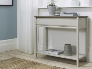 Bentley Designs Bergen Grey Washed Oak & Soft Grey Console Table With Drawer