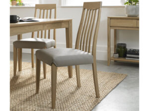 Bentley Designs Bergen Oak Slat Back Chair - Grey Bonded Leather (Pair)