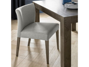 Bentley Designs Turin Dark Oak Low Back Uph Chair - Pebble Grey Fabric (Pair)
