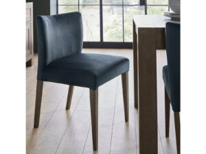 Bentley Designs Turin Dark Oak Low Back Uph Chair - Dark Blue Velvet Fabric (Pair)