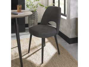 Bentley Designs Vintage Peppercorn Upholstered Chair - Dark Grey Fabric (Pair)