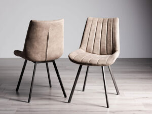 Bentley Designs Fontana - Tan Faux Suede Fabric Chairs with Black Legs (Pair)