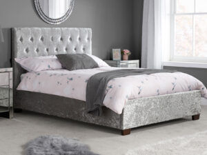 4ft6 Double Birlea Cologne Bedstead in Steel Crushed Velvet