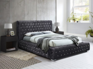4ft6 Double Birlea Grande Bedstead in Black Crushed Velvet