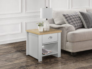 Birlea Highgate 1 Drawer Lamp Table in Grey And Oak
