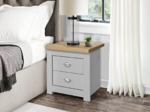 Birlea Highgate 2 Drawer Bedside in Navy Blue And Oak