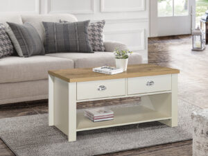 Birlea Highgate 2 Drawer Coffee Table in Cream And Oak
