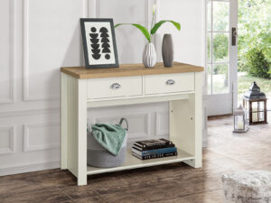 Birlea Highgate 2 Drawer Console Table in Cream And Oak