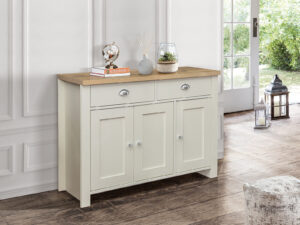 Birlea Highgate 3 Door 2 Drawer Sideboard in Cream And Oak