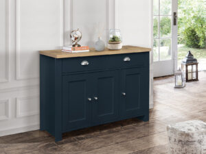 Birlea Highgate 3 Door 2 Drawer Sideboard in Navy Blue And Oak