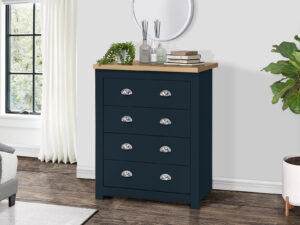 Birlea Highgate Chest - 4 Drawer in Navy Blue And Oak