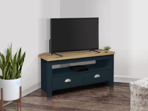 Birlea Highgate Corner Tv Unit in Navy Blue And Oak