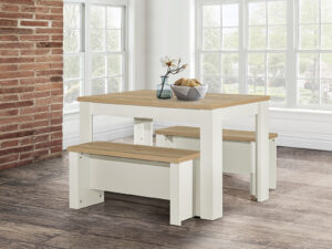 Birlea Highgate Dining Table And Bench Set in Cream And Oak