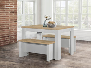 Birlea Highgate Dining Table And Bench Set in Grey And Oak