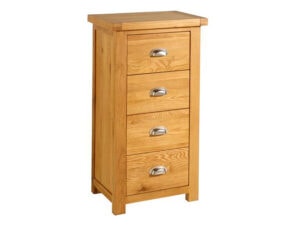 Birlea Woburn 4 Drawer Narrow Chest in Solid Oak