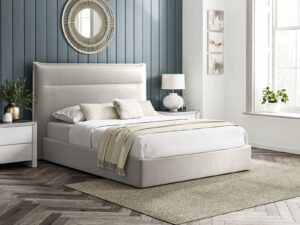 4ft6 Double Furniture Mill Windsor Fabric Ottoman Bed in Silver Grey Velvet