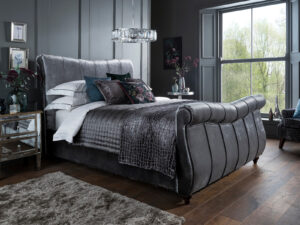 4ft6 Double Flintshire Furniture Leona Bedstead in Titanium Grey