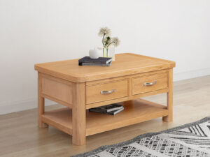 Furniture Mill Blenheim Oak Coffee Table with 2 Drawers