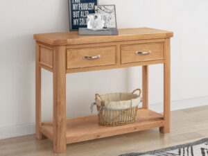 Furniture Mill Blenheim Oak Console Table with 2 Drawers