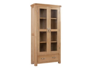 Furniture Mill Blenheim Oak Display Cabinet with Glass Doors