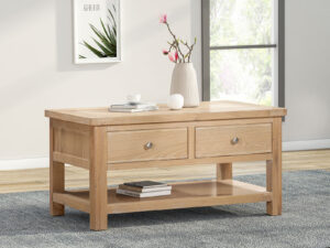 Furniture Mill Hampton Oak Coffee Table with 2 Drawers