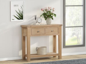 Furniture Mill Hampton Oak Console Table with 2 Drawers